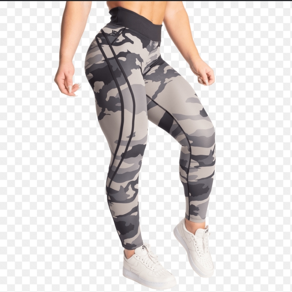 Better Bodies Leggings Work Out Pants Gray Camo